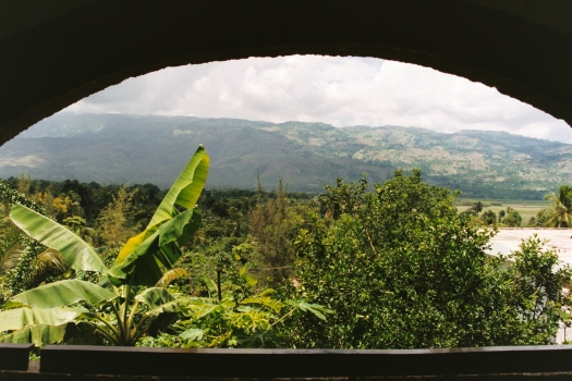 View out of one of the archways at the orphanage