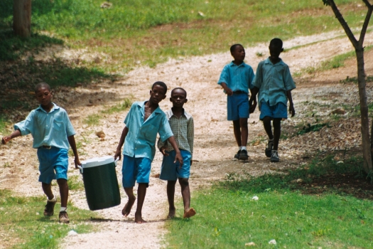 Kids getting water